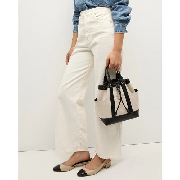 NWD Veronica Beard Canvas goody Crossbody Bag Leather Trim - Picture 2 of 12